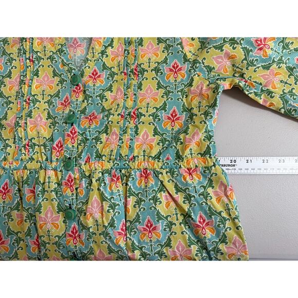 Matilda Jane Green Acres Tunic Top Womens Size Large 3/4 Sleeve Floral Cottage - Picture 10 of 12